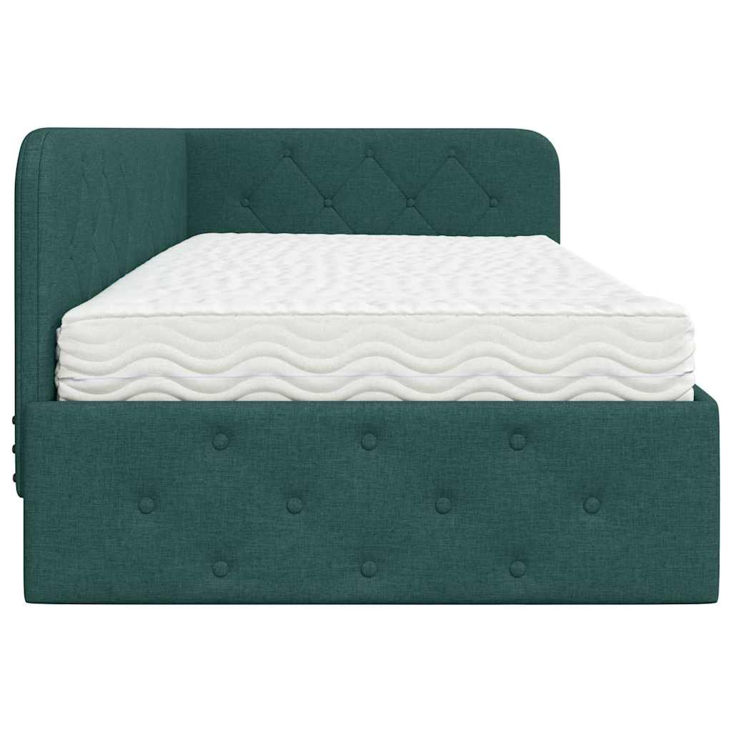 Hoekbedframe Donkergroen 90 x 200 cm Stof – afbeelding 8