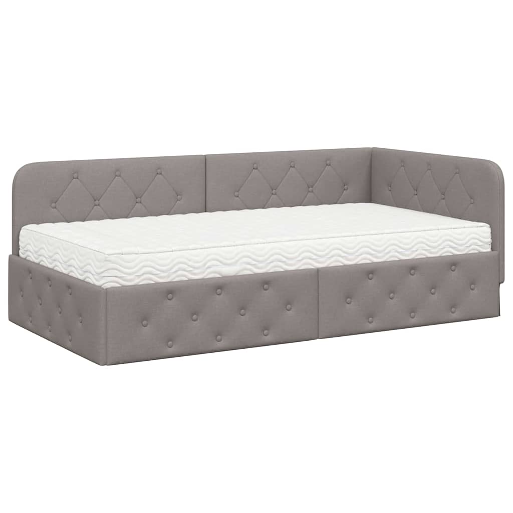Hoekbedframe Taupe 90 x 200 cm Stof – afbeelding 2