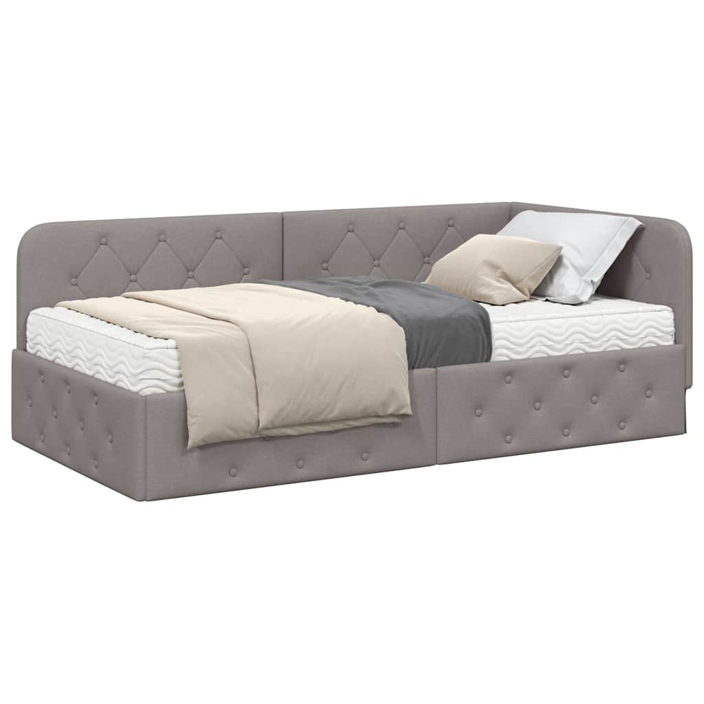 Hoekbedframe Taupe 90 x 200 cm Stof – afbeelding 3