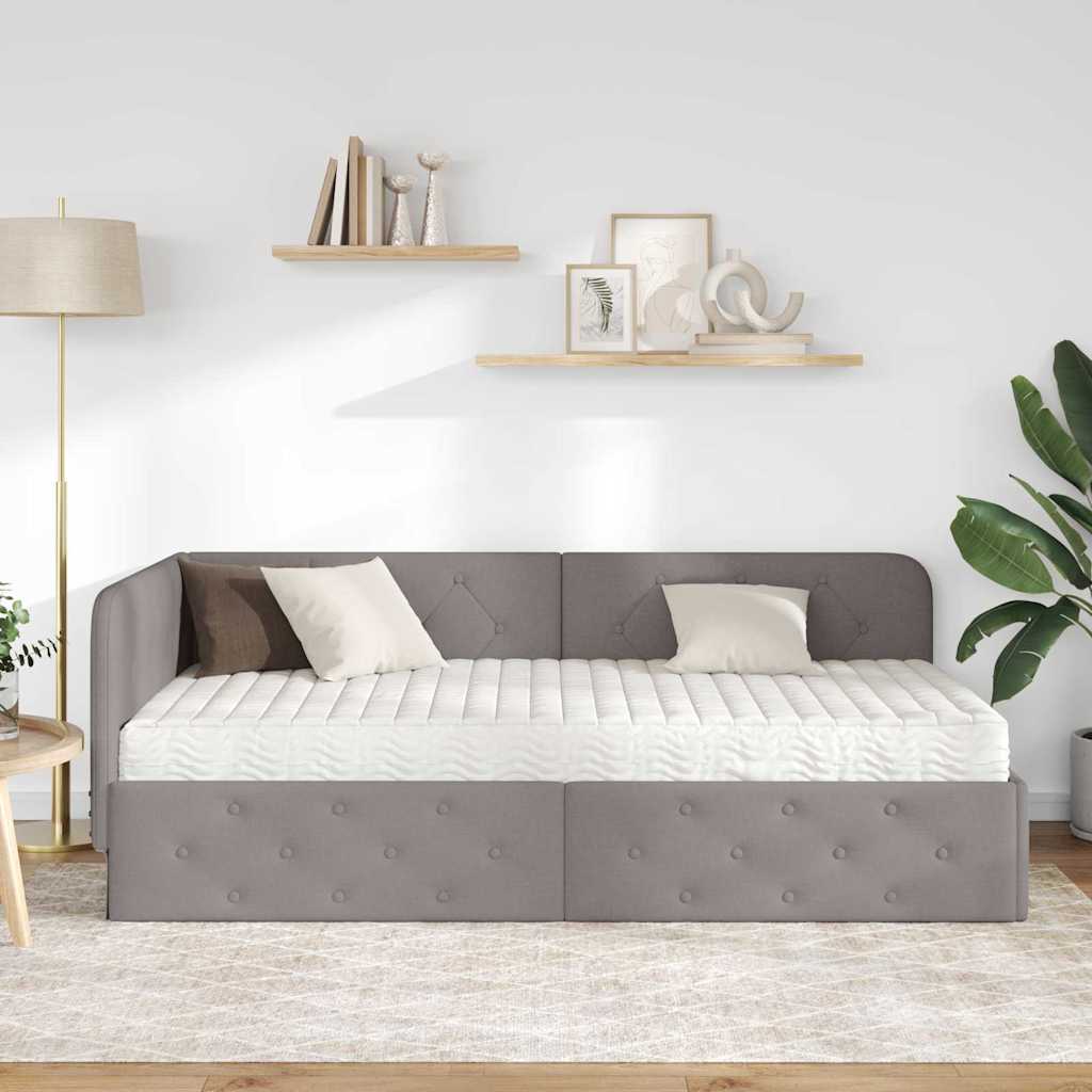 Hoekbedframe Taupe 90 x 200 cm Stof – afbeelding 4
