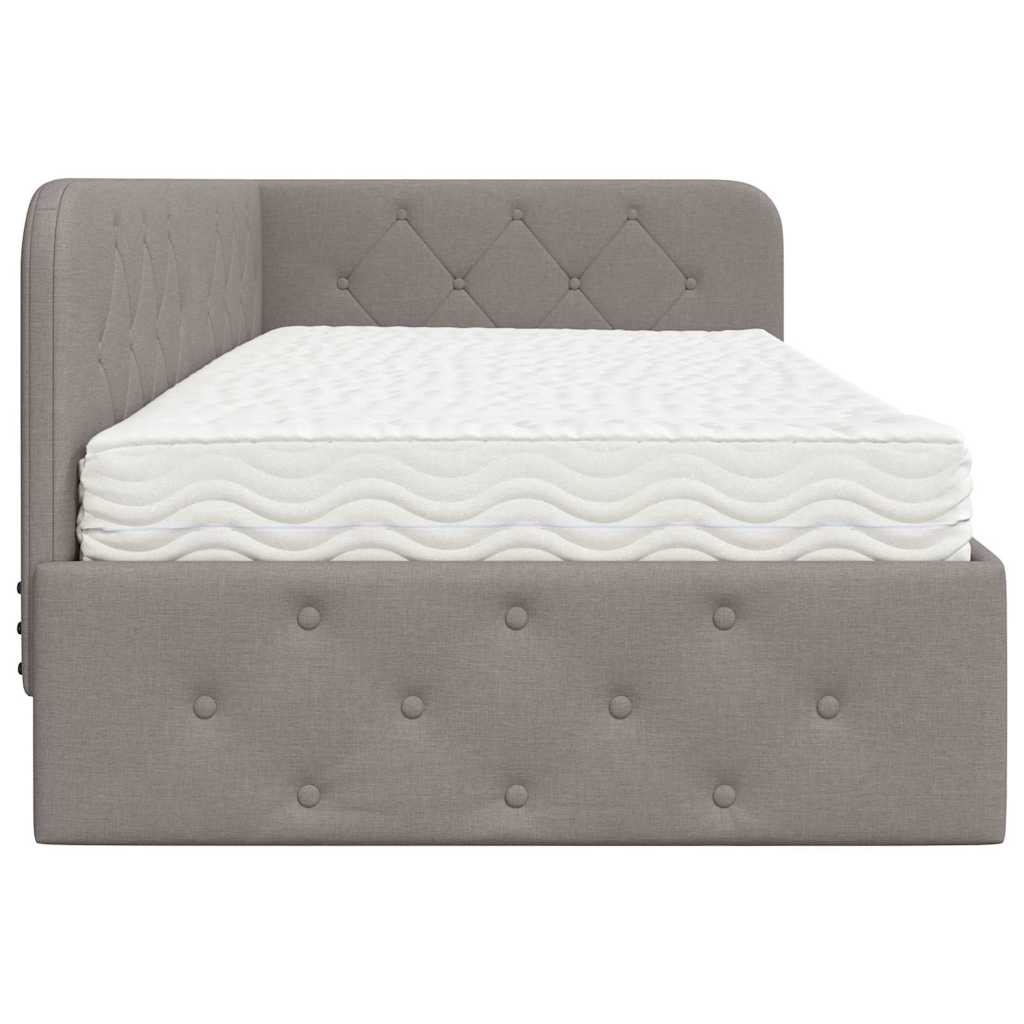Hoekbedframe Taupe 90 x 200 cm Stof – afbeelding 8