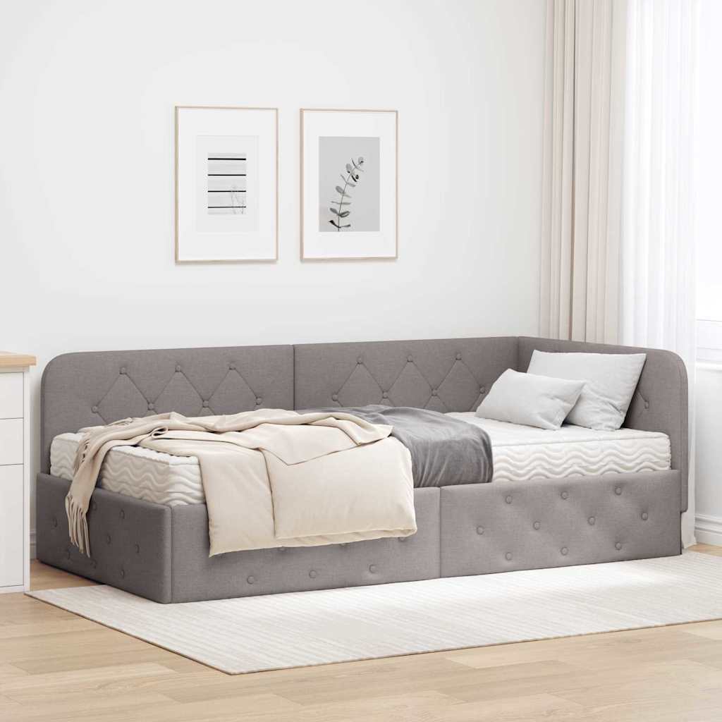 Hoekbedframe Taupe 100 x 200 cm Stof