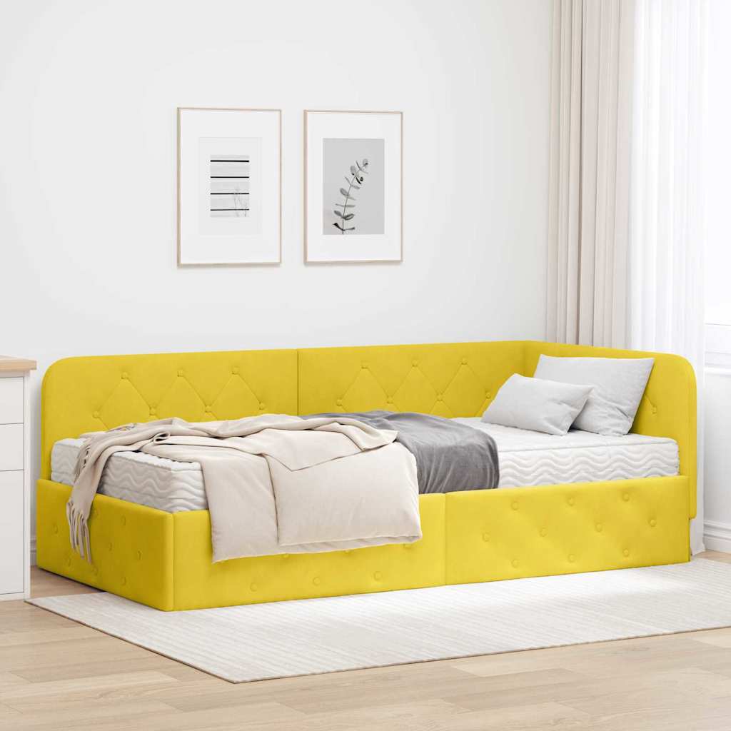 Hoekbedframe Geel 100 x 200 cm Fluweel