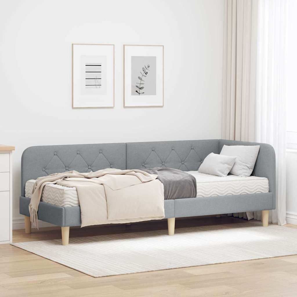 Hoekbedframe Lichtgrijs 80 x 200 cm Stof – afbeelding 1