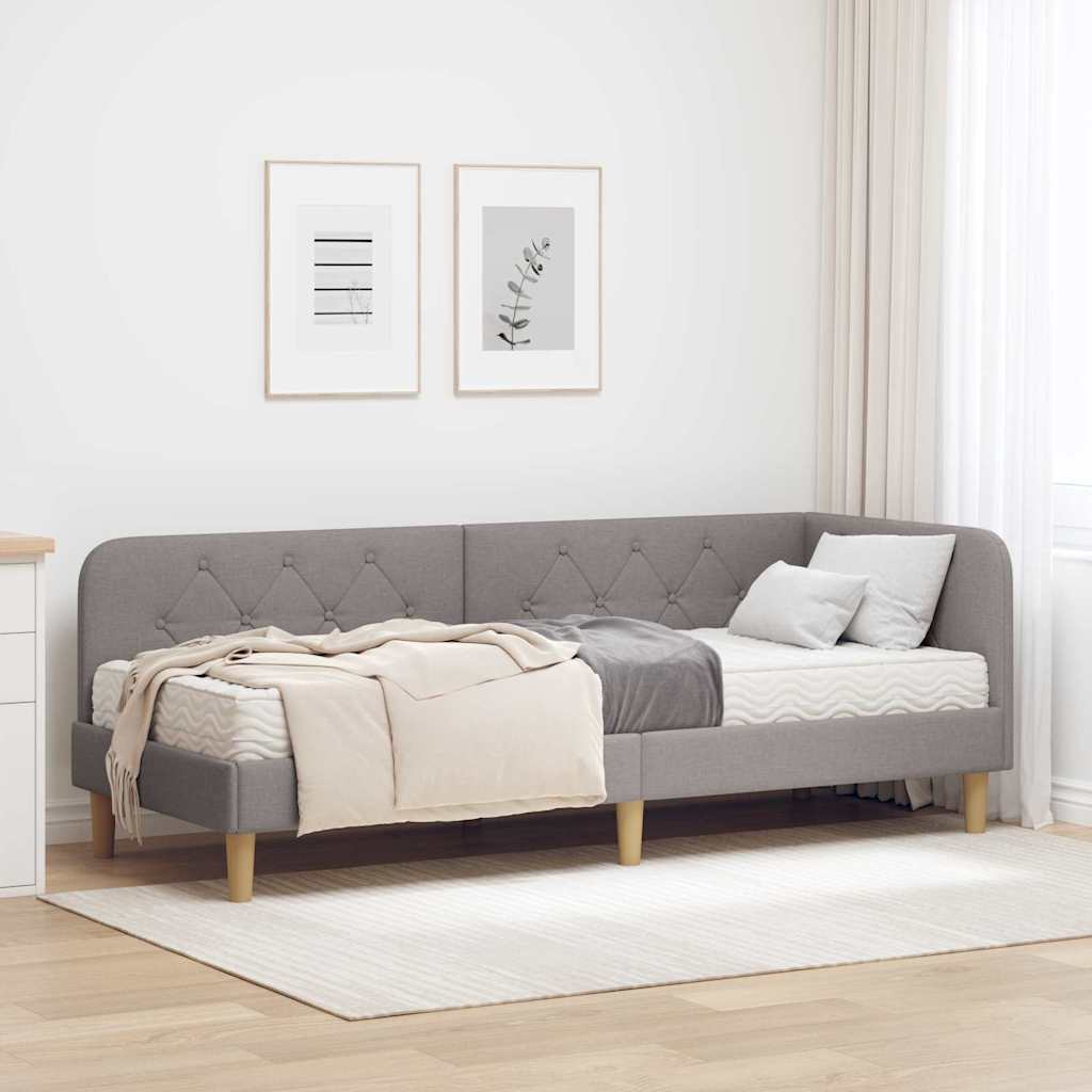 Hoekbedframe Taupe 80 x 200 cm Stof – afbeelding 1
