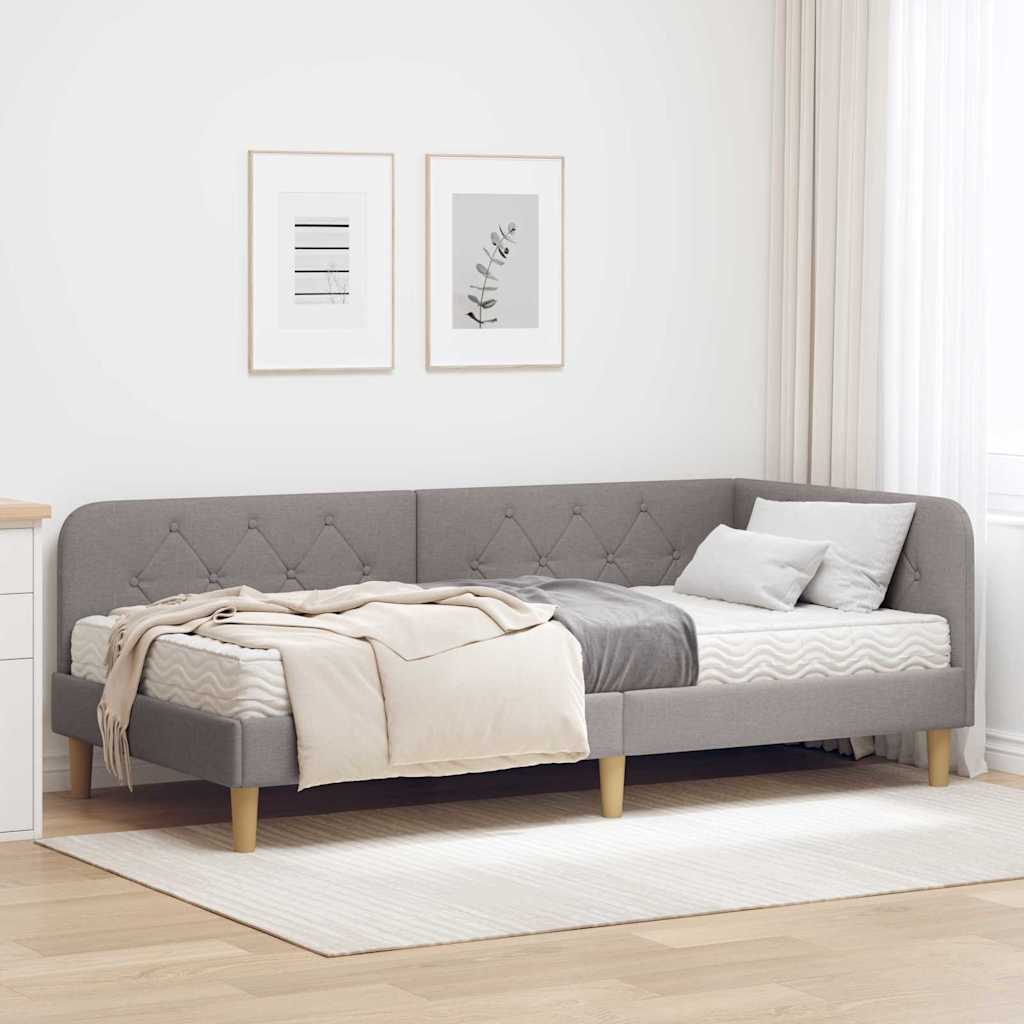 Hoekbedframe Taupe 100 x 200 cm Stof – afbeelding 1