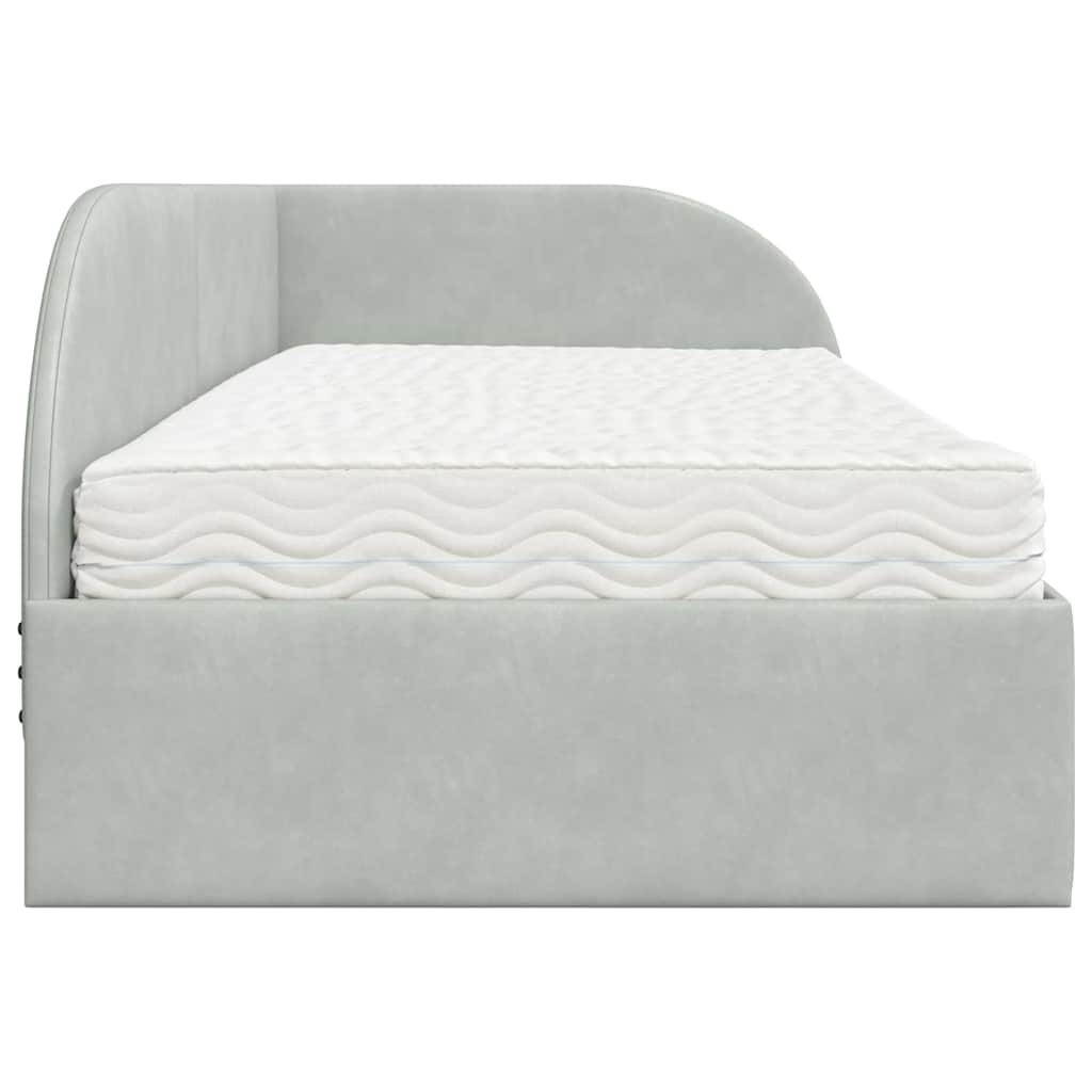 Hoekbedframe met Matras met hoofdeinde 2 st Lichtgrijs Fluweel – afbeelding 8