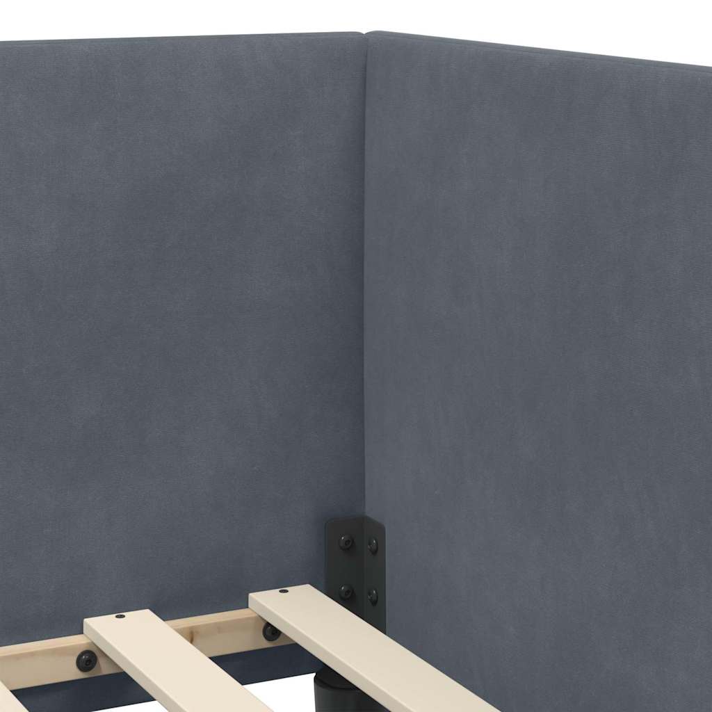 Hoekbedframe met Matras met hoofdeinde 2 pcs Grijs Fluweel – afbeelding 10