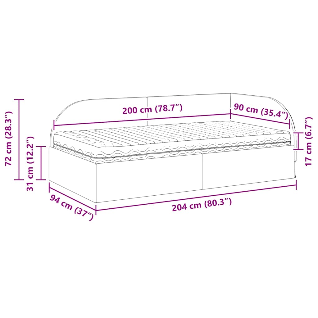 Hoekbedframe met Matras met hoofdeinde 2 pcs Grijs Fluweel – afbeelding 12