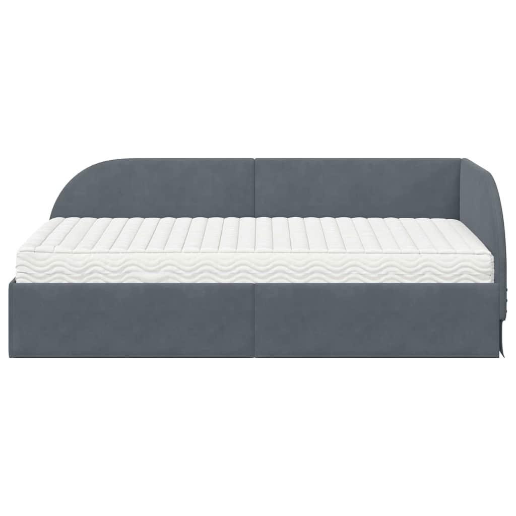 Hoekbedframe met Matras met hoofdeinde 2 pcs Grijs Fluweel – afbeelding 5