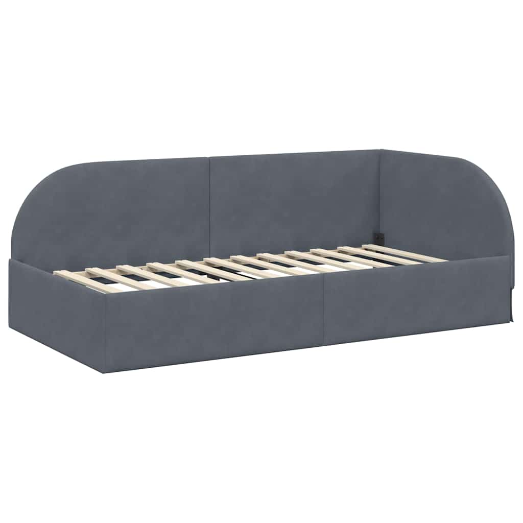 Hoekbedframe met Matras met hoofdeinde 2 pcs Grijs Fluweel – afbeelding 6