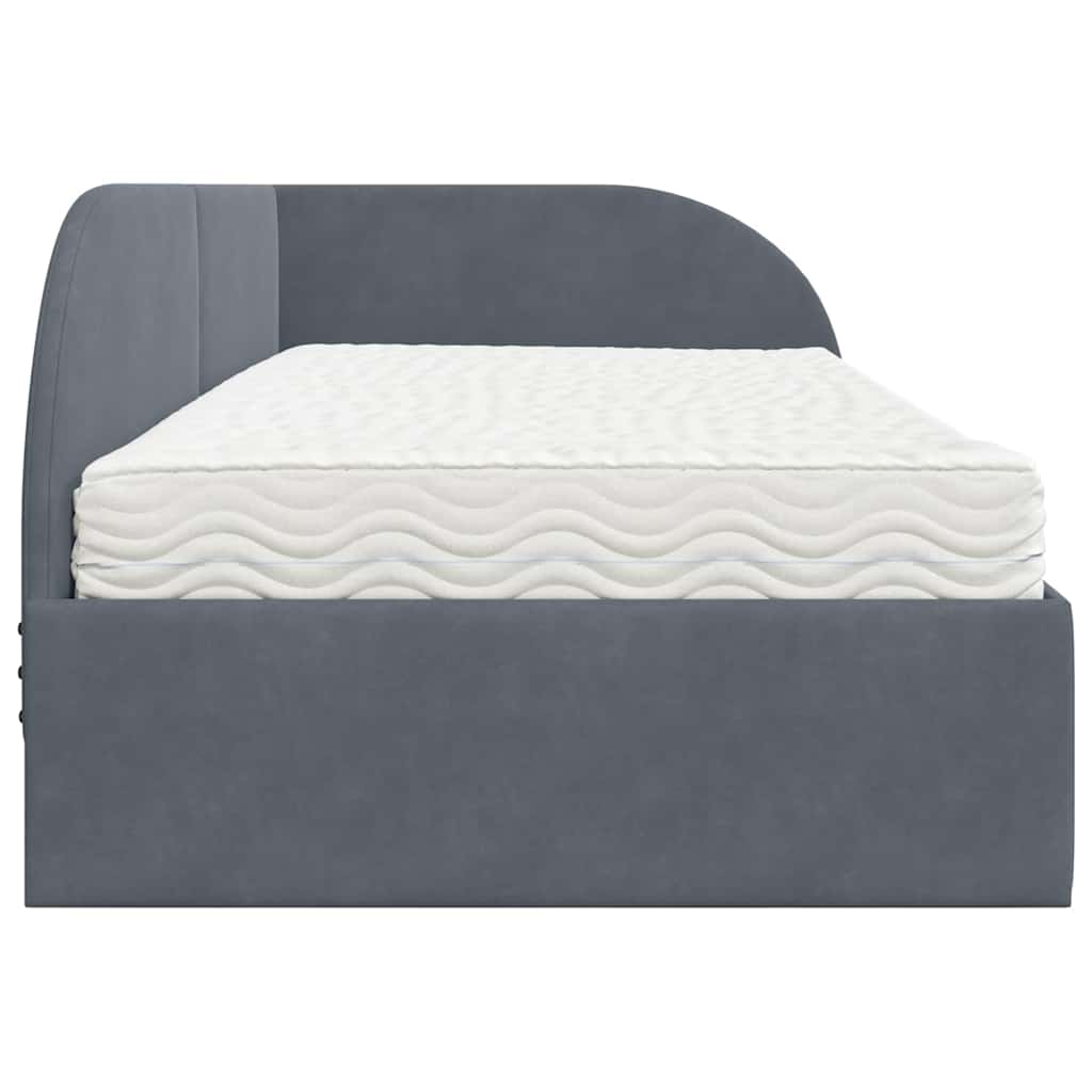 Hoekbedframe met Matras met hoofdeinde 2 pcs Grijs Fluweel – afbeelding 8