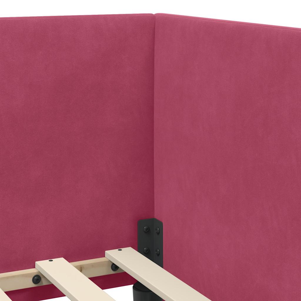 Hoekbedframe met Matras met hoofdeinde 2 pcs Rood Fluweel – afbeelding 10