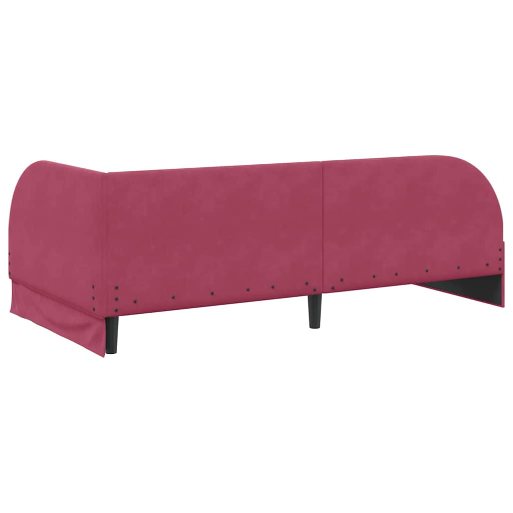 Hoekbedframe met Matras met hoofdeinde 2 pcs Rood Fluweel – afbeelding 9
