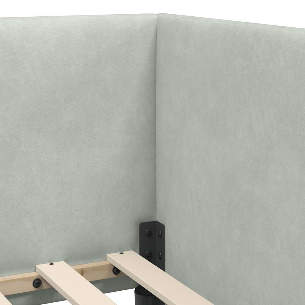 Hoekbedframe met Matras met hoofdeinde 2 pcs Lichtgrijs Fluweel – afbeelding 10