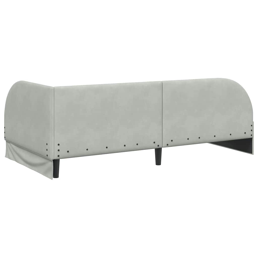 Hoekbedframe met Matras met hoofdeinde 2 pcs Lichtgrijs Fluweel – afbeelding 9