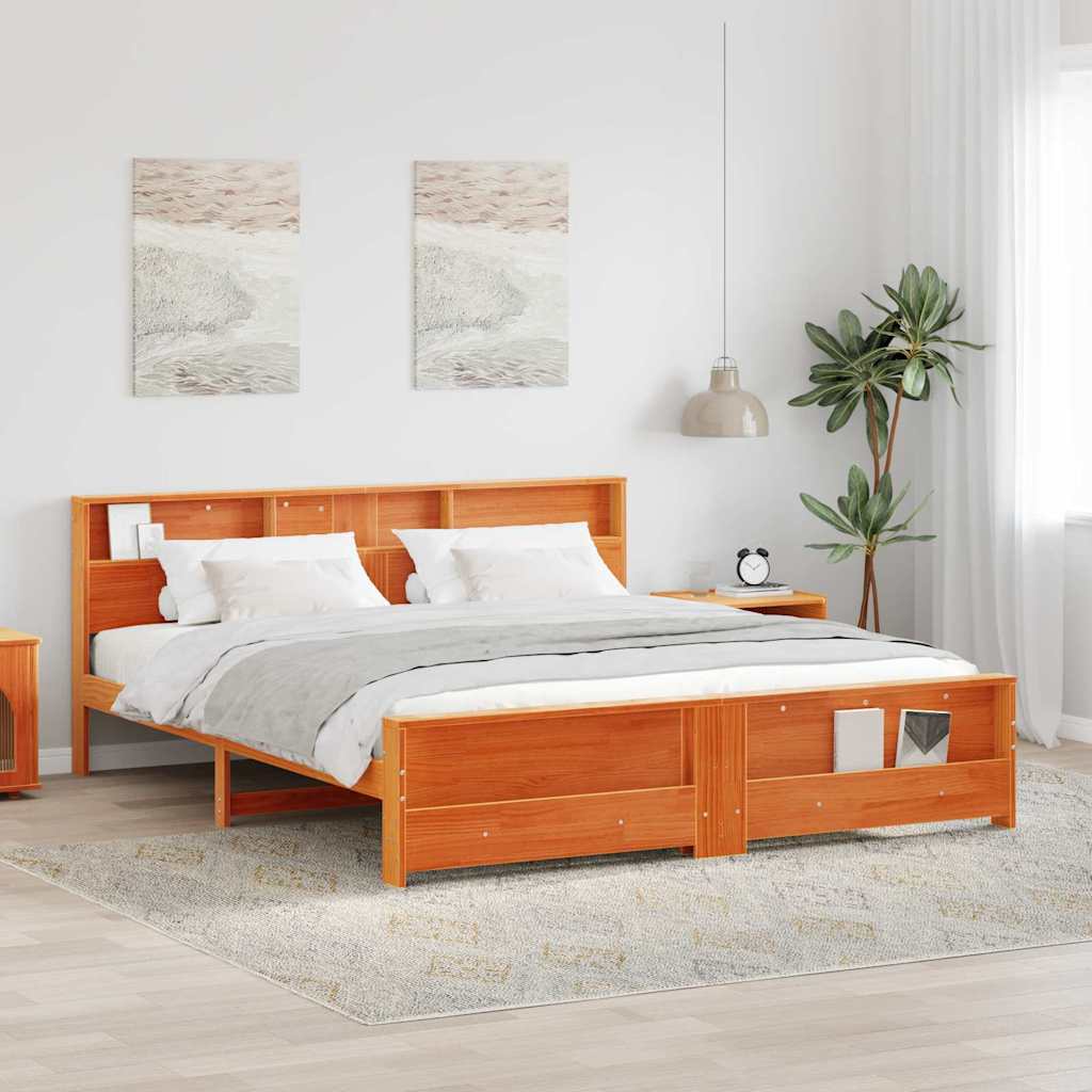 Bedframe Wasbruin 200 x 200 cm Massief grenenhout – afbeelding 1