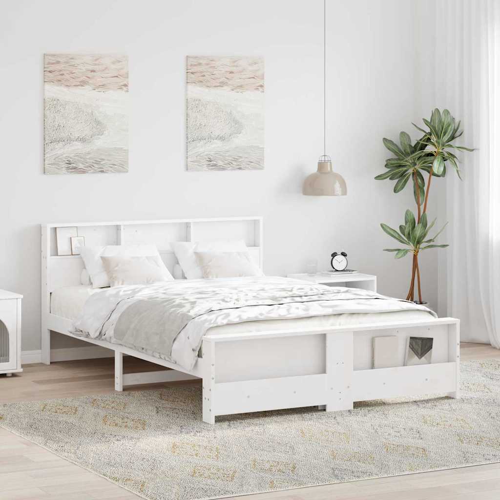 Bedframe met hoofdeinde Wit 160 x 200 cm Bewerkt hout
