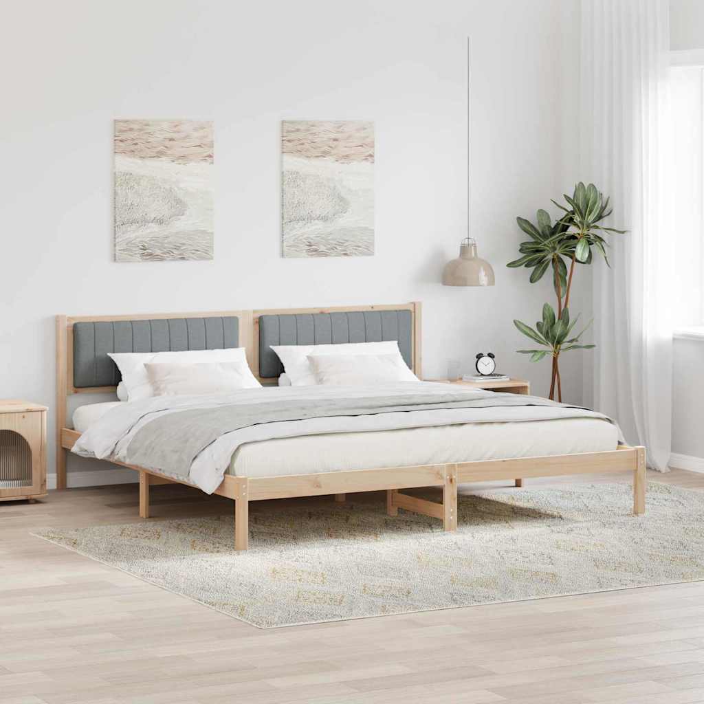 Bedframe Lichtgrijs 200 x 200 cm Massief grenenhout – afbeelding 1