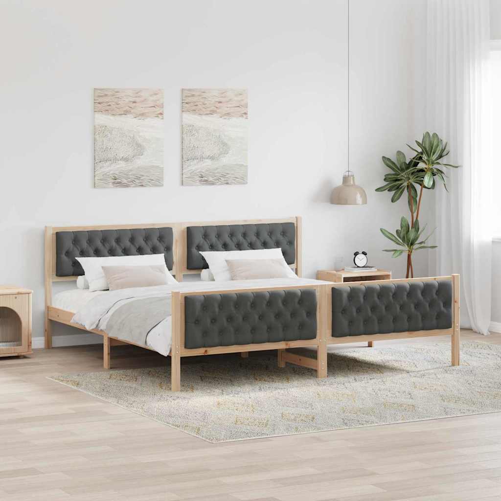 Bedframe Donkergrijs 200 x 200 cm Massief grenenhout – afbeelding 1