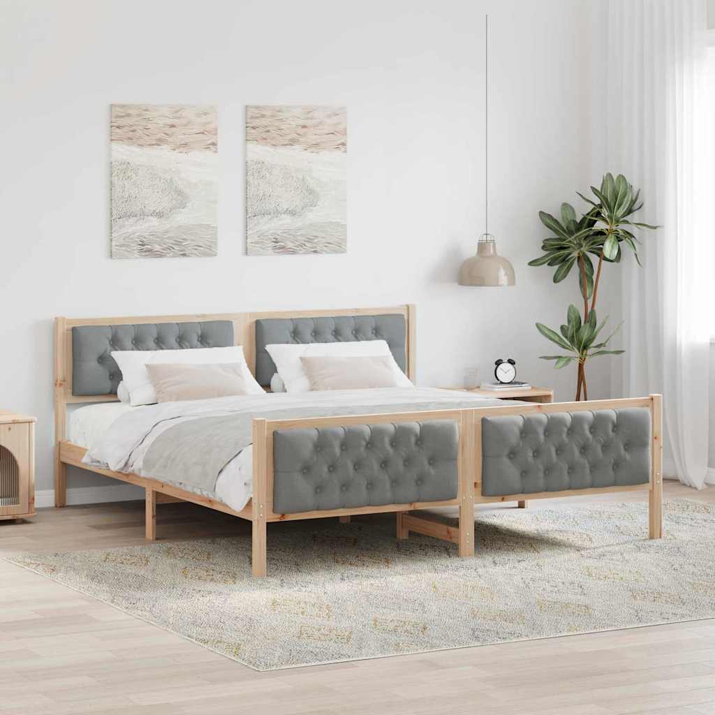 Bedframe Lichtgrijs 180 x 200 cm Massief grenenhout
