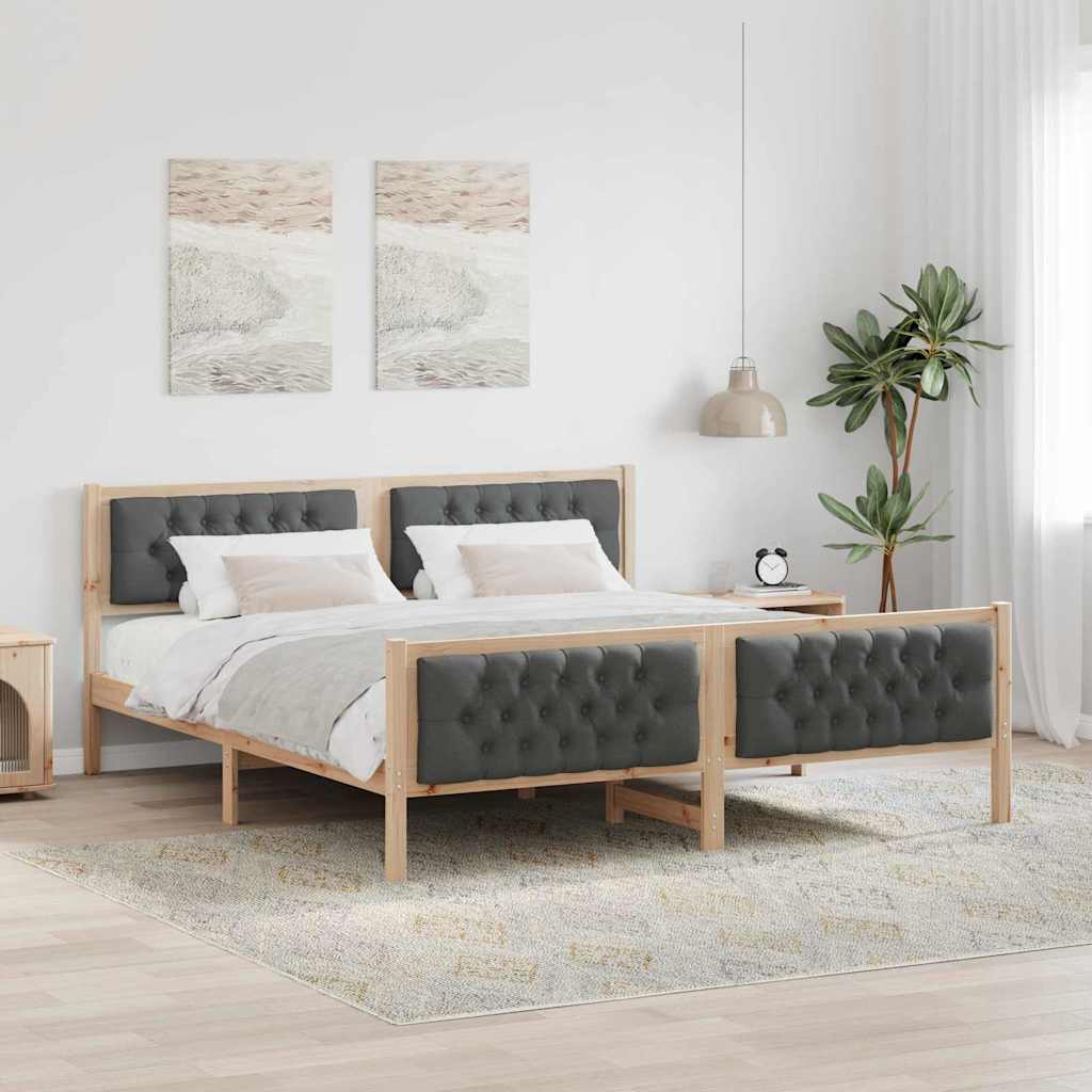 Bedframe Donkergrijs 180 x 200 cm Massief grenenhout – afbeelding 1