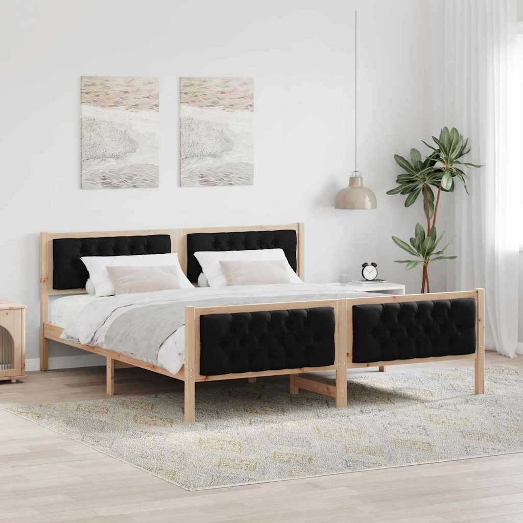 Bedframe met hoofdeinde Zwart 180 x 200 cm Massief grenenhout – afbeelding 1