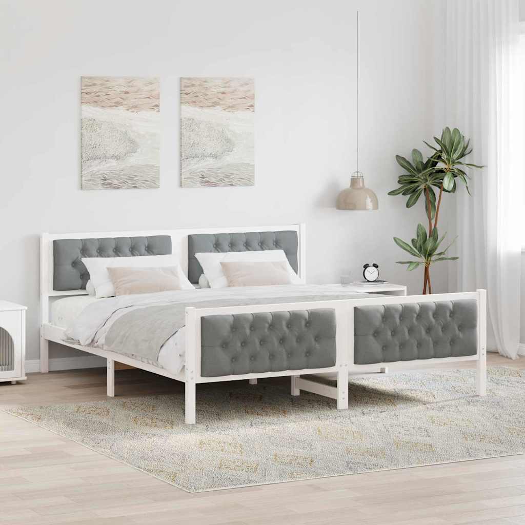 Bedframe Lichtgrijs 160 x 200 cm Massief grenenhout – afbeelding 1