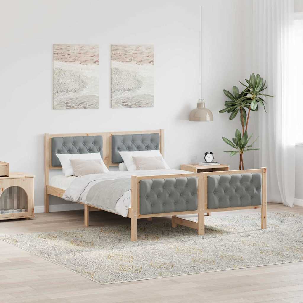 Bedframe Lichtgrijs 150 x 200 cm Massief grenenhout – afbeelding 1