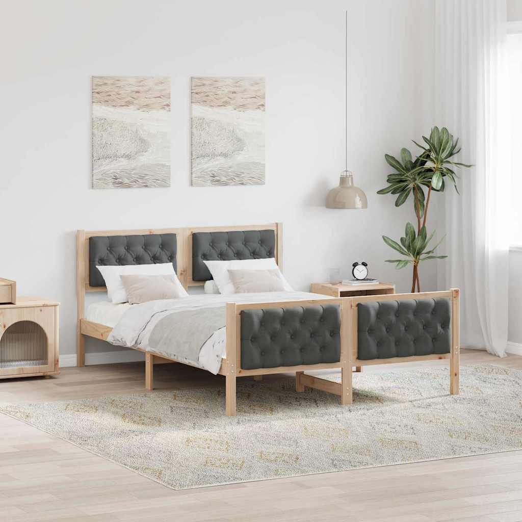 Bedframe Donkergrijs 150 x 200 cm Massief grenenhout – afbeelding 1