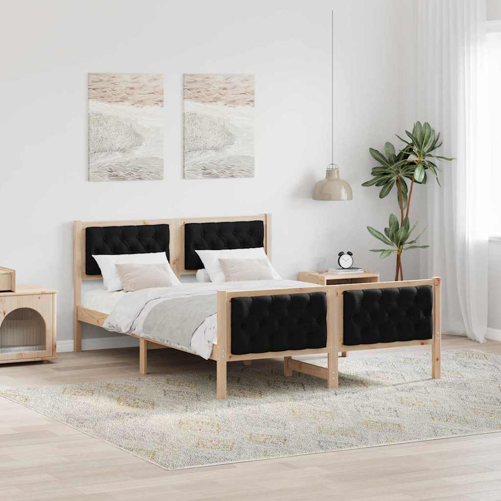 Bedframe met hoofdeinde Zwart 140 x 200 cm Massief grenenhout – afbeelding 1