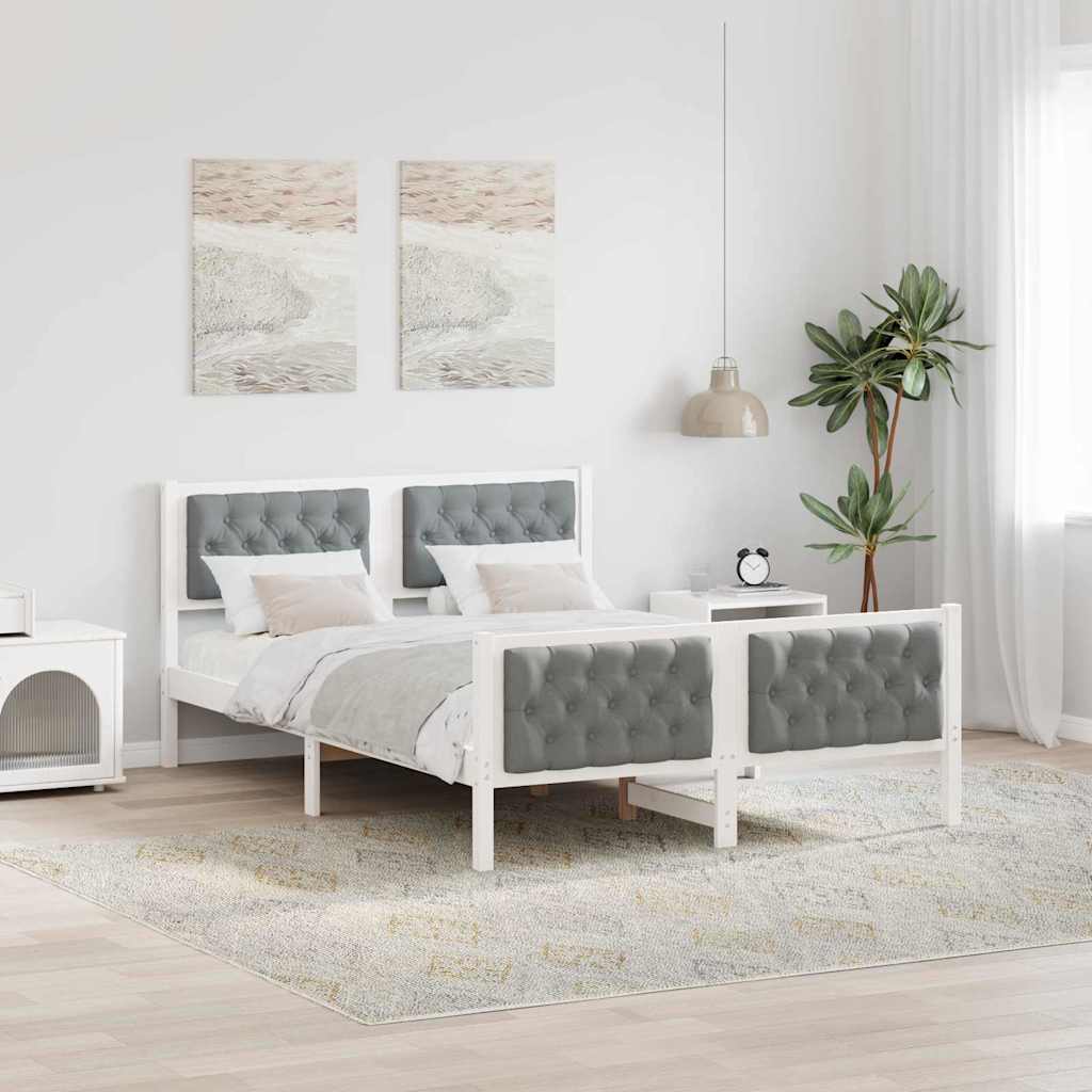 Bedframe Lichtgrijs 140 x 190 cm Massief grenenhout – afbeelding 1
