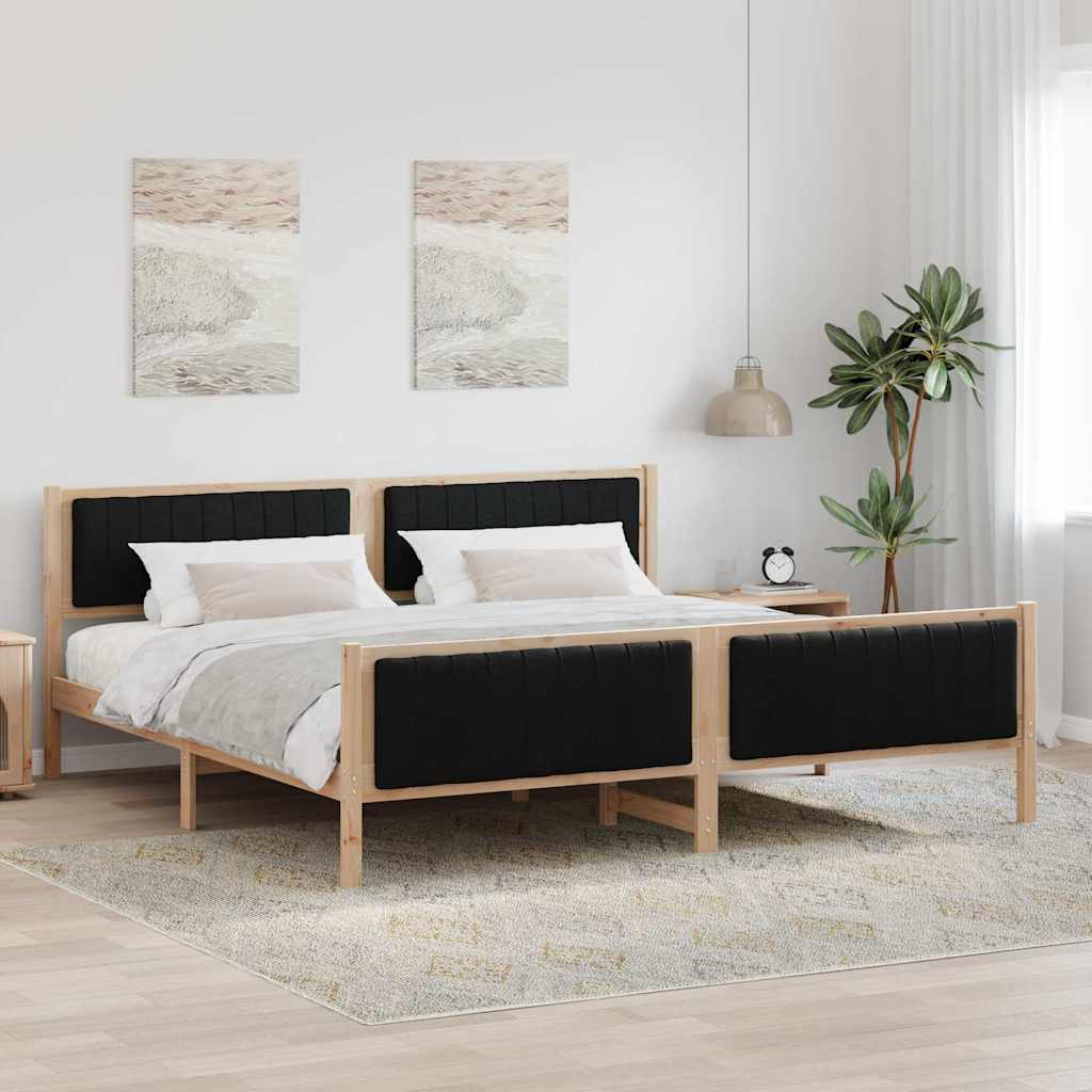 Bedframe Bruin en zwart 200 x 200 cm Massief grenenhout – afbeelding 1