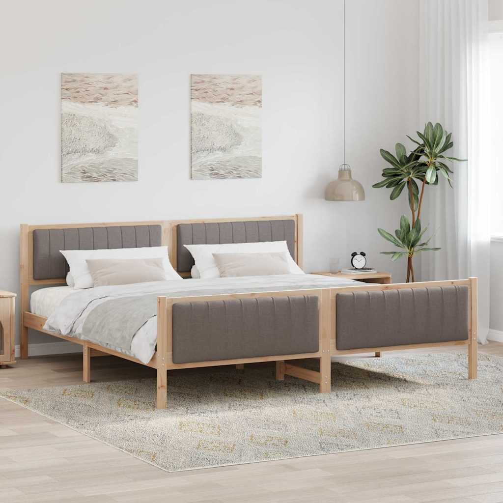 Bedframe Bruin en taupe 200 x 200 cm Massief grenenhout – afbeelding 1