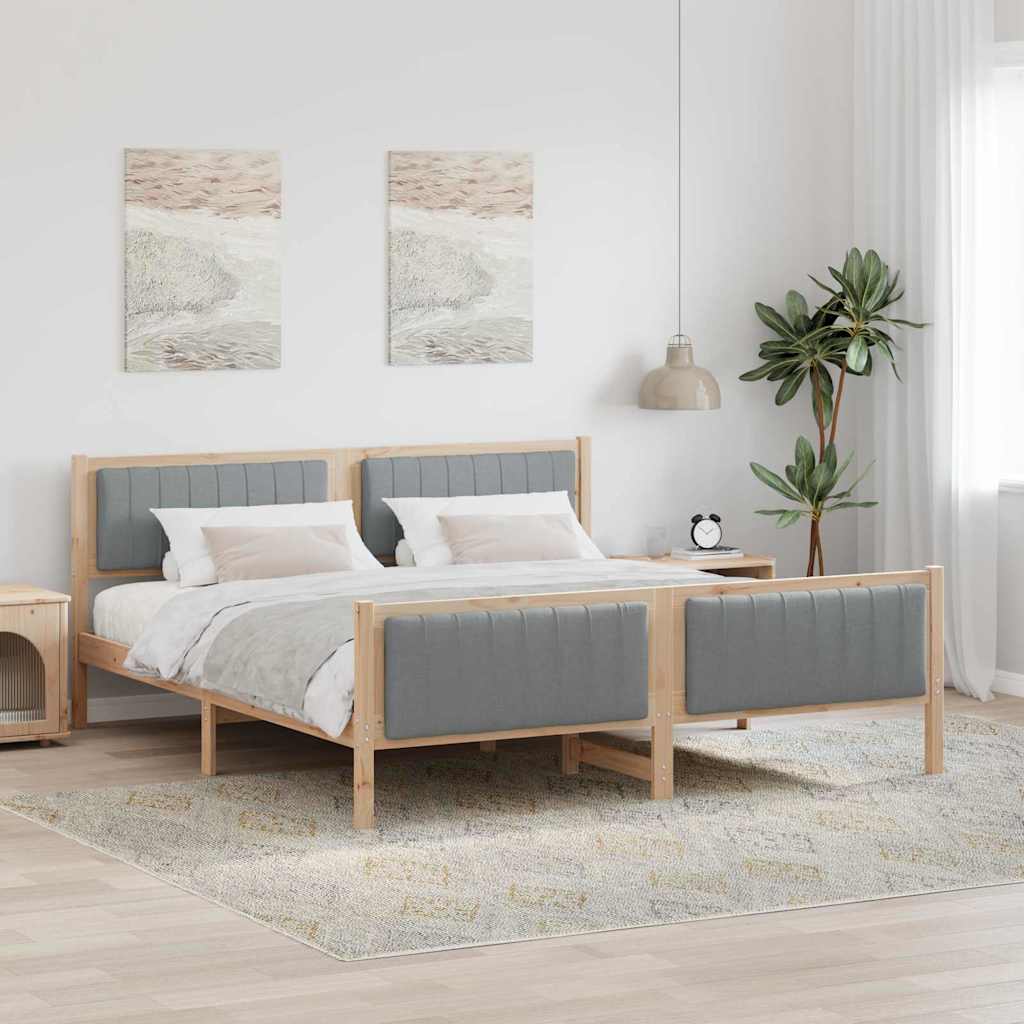 Bedframe Bruin en lichtgrijs 180 x 200 cm Massief grenenhout – afbeelding 1