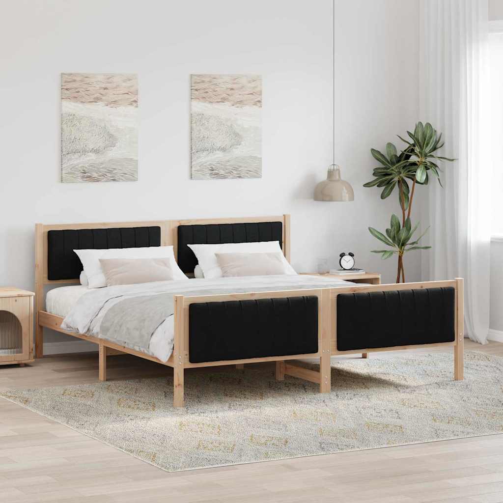 Bedframe Bruin en zwart 180 x 200 cm Massief grenenhout – afbeelding 1