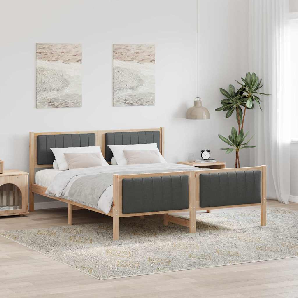 Bedframe Bruin en donkergrijs 160 x 200 cm Massief grenenhout – afbeelding 1