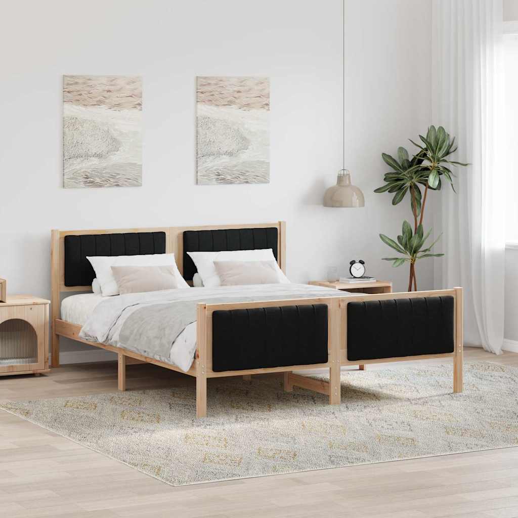 Bedframe Bruin en zwart 150 x 200 cm Massief grenenhout – afbeelding 1