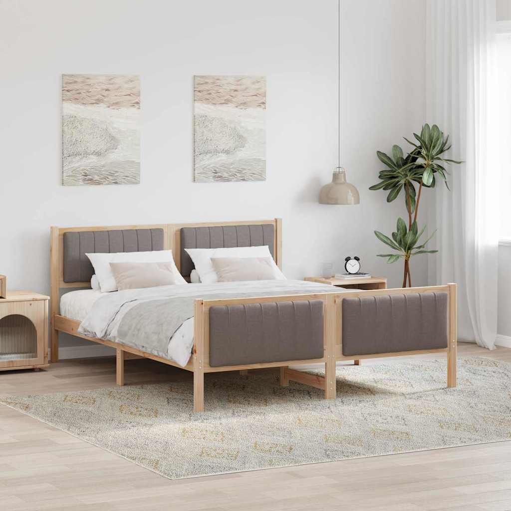Bedframe Bruin en taupe 150 x 200 cm Massief grenenhout – afbeelding 1