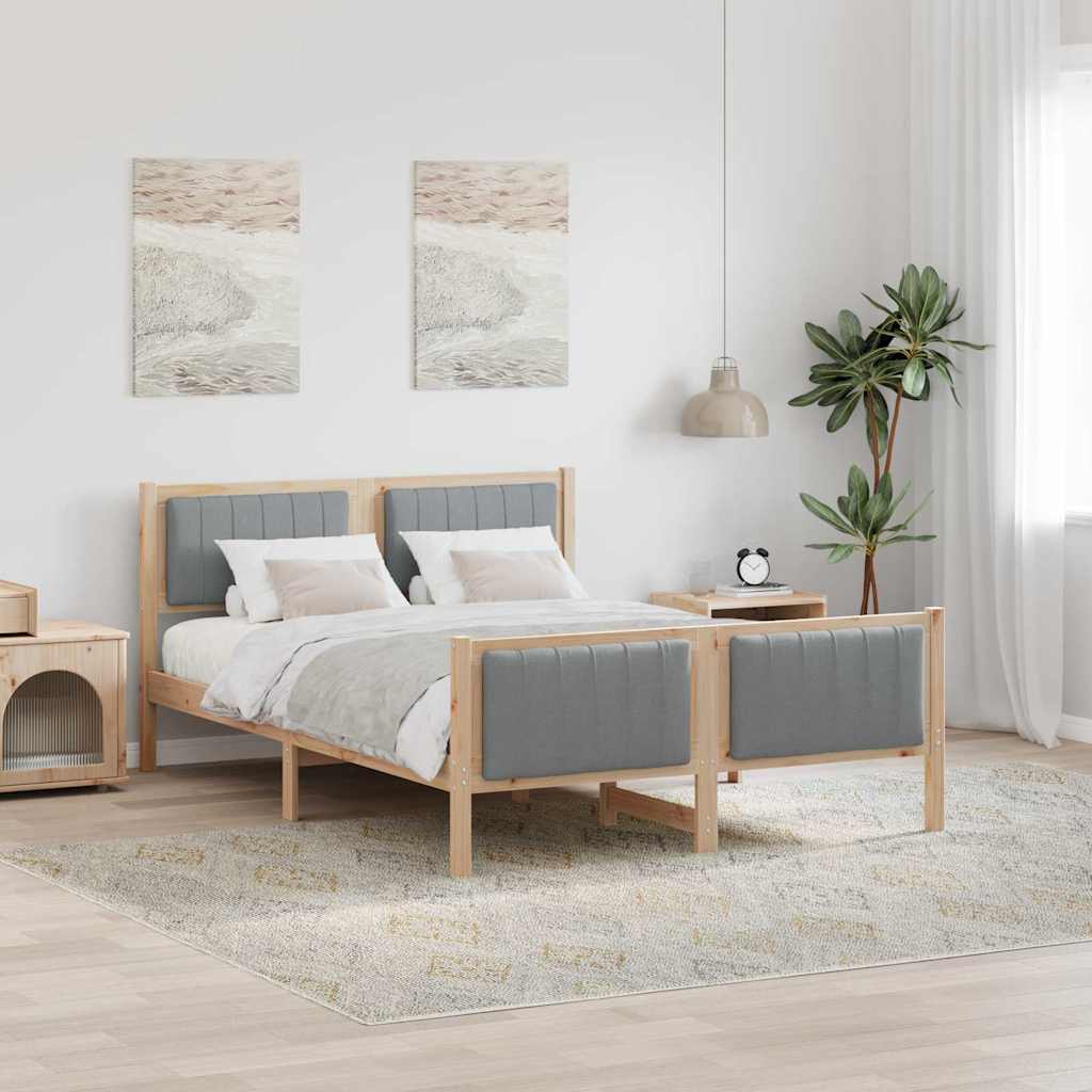 Bedframe Bruin en lichtgrijs 140 x 200 cm Massief grenenhout – afbeelding 1
