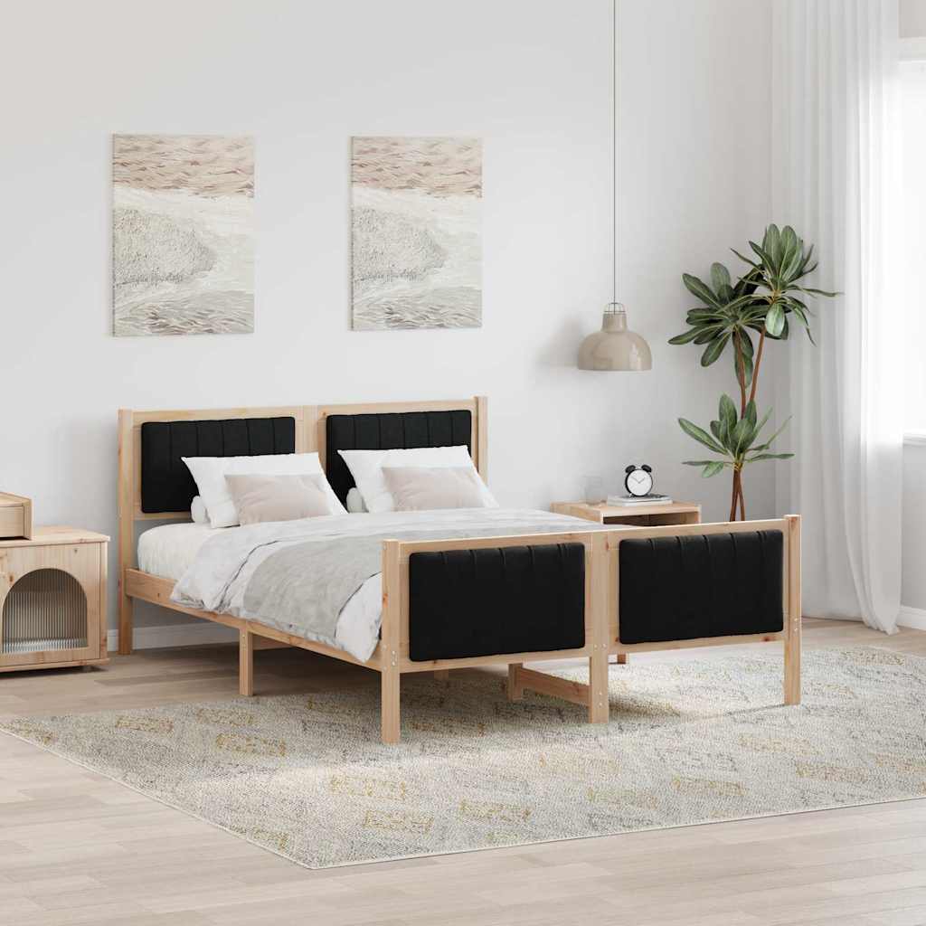 Bedframe Bruin en zwart 140 x 200 cm Massief grenenhout – afbeelding 1