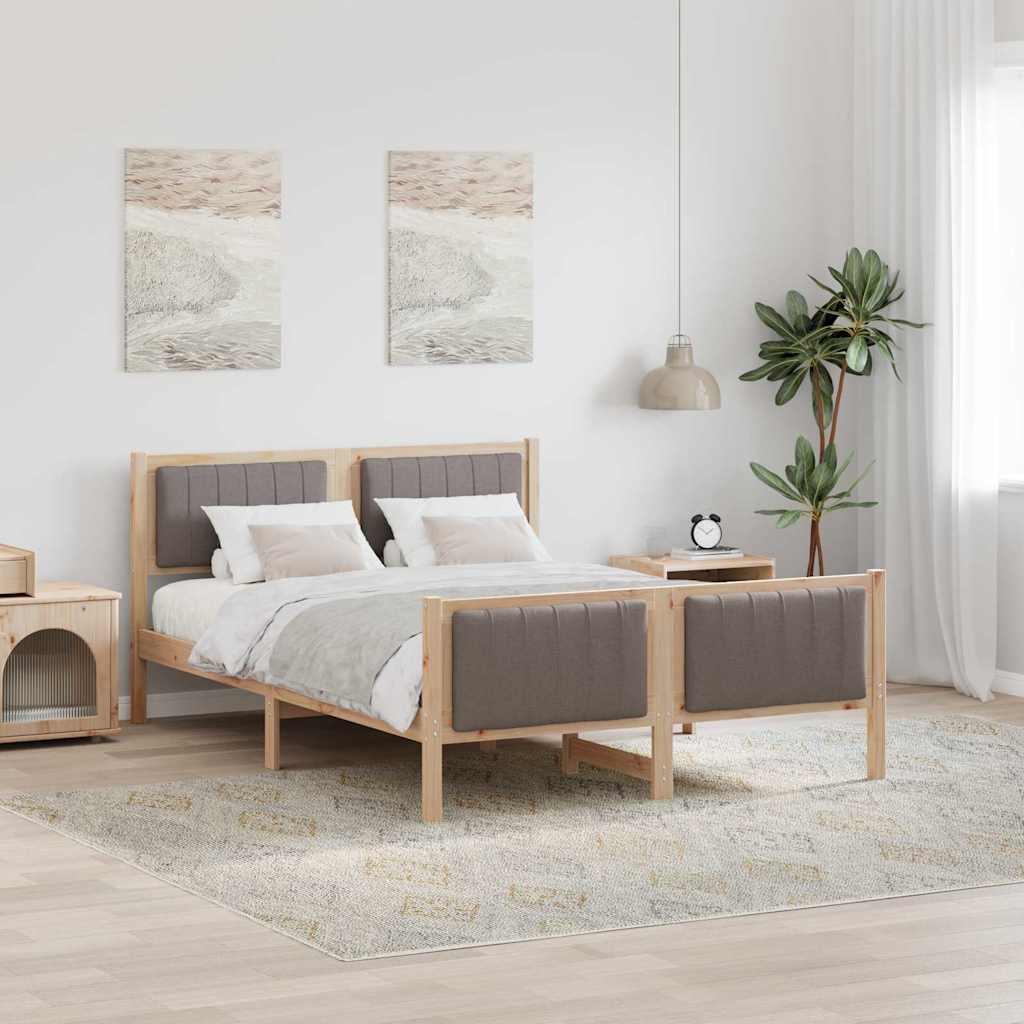 Bedframe Bruin en taupe 140 x 200 cm Massief grenenhout – afbeelding 1