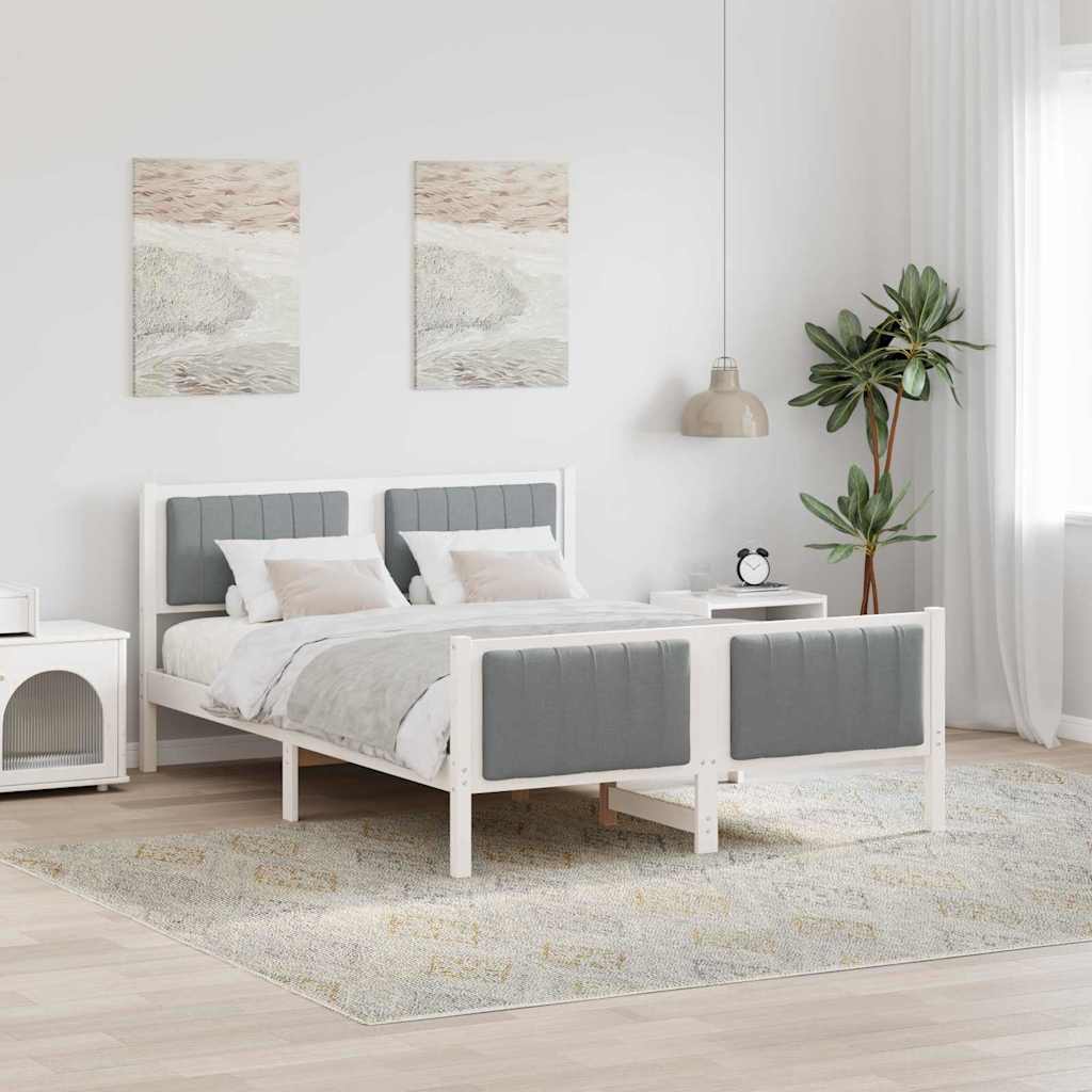 Bedframe Wit en lichtgrijs 140 x 200 cm Massief grenenhout – afbeelding 1
