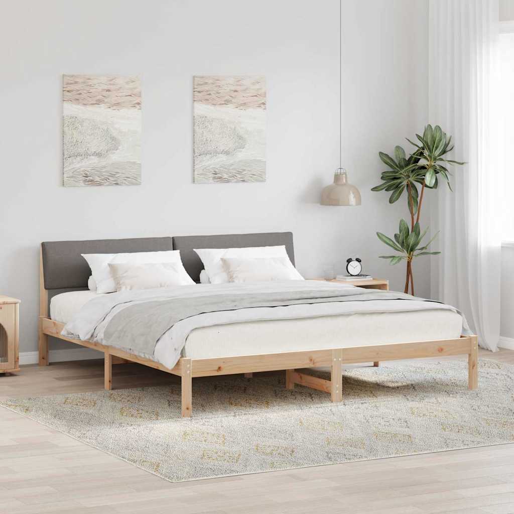 Bedframe Bruin en taupe 200 x 200 cm Massief grenenhout – afbeelding 1