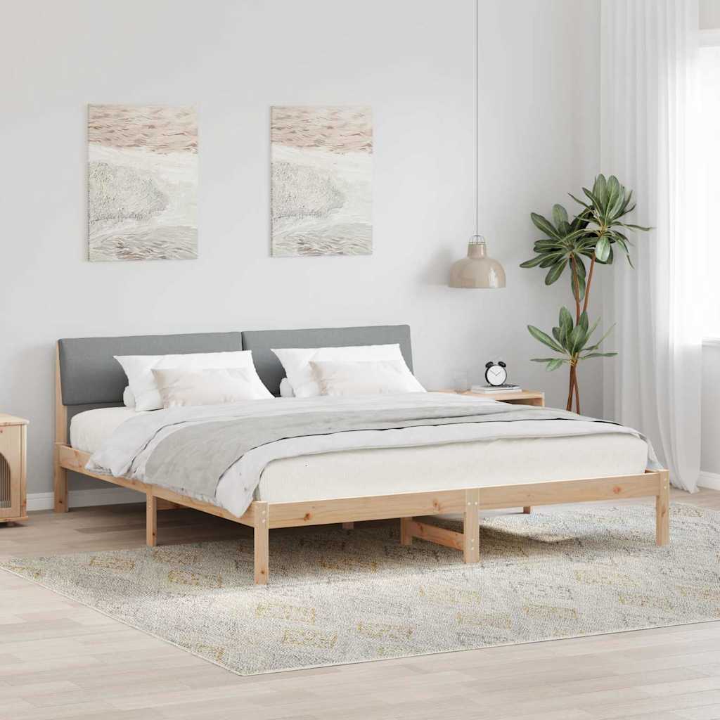 Bedframe Bruin en lichtgrijs 180 x 200 cm Massief grenenhout – afbeelding 1