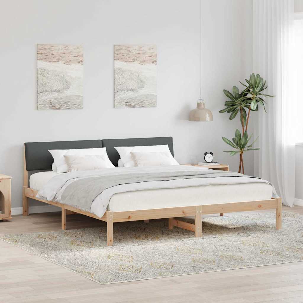 Bedframe Bruin en donkergrijs 180 x 200 cm Massief grenenhout – afbeelding 1