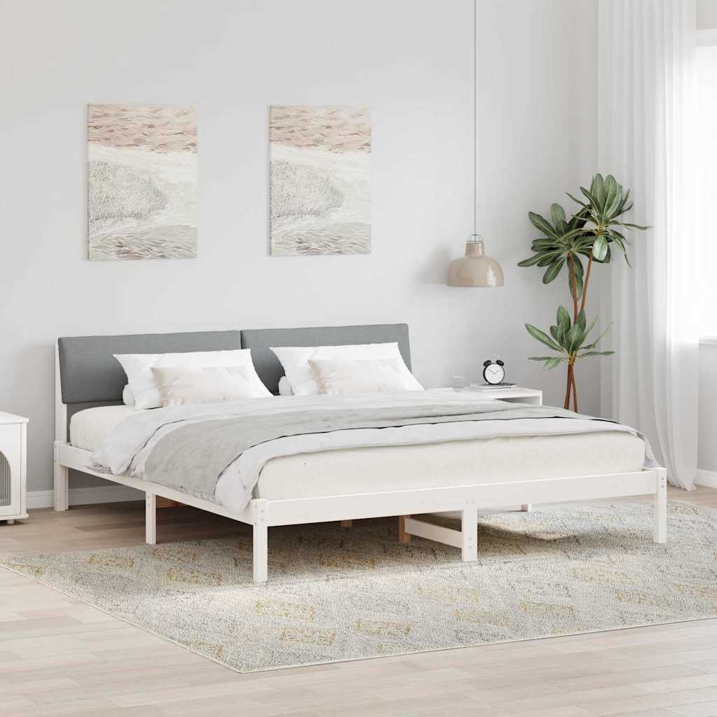 Bedframe Wit en lichtgrijs 180 x 200 cm Massief grenenhout – afbeelding 1