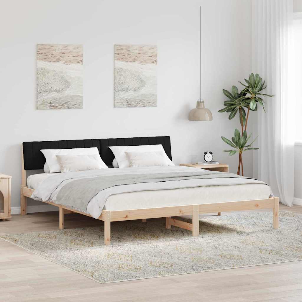 Bedframe Bruin en zwart 180 x 200 cm Massief grenenhout – afbeelding 1