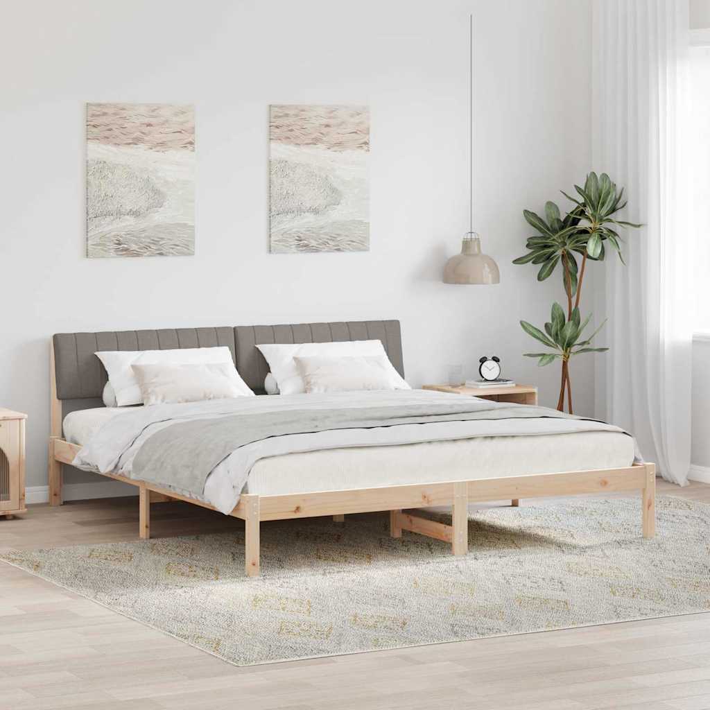 Bedframe Bruin en taupe 180 x 200 cm Massief grenenhout – afbeelding 1