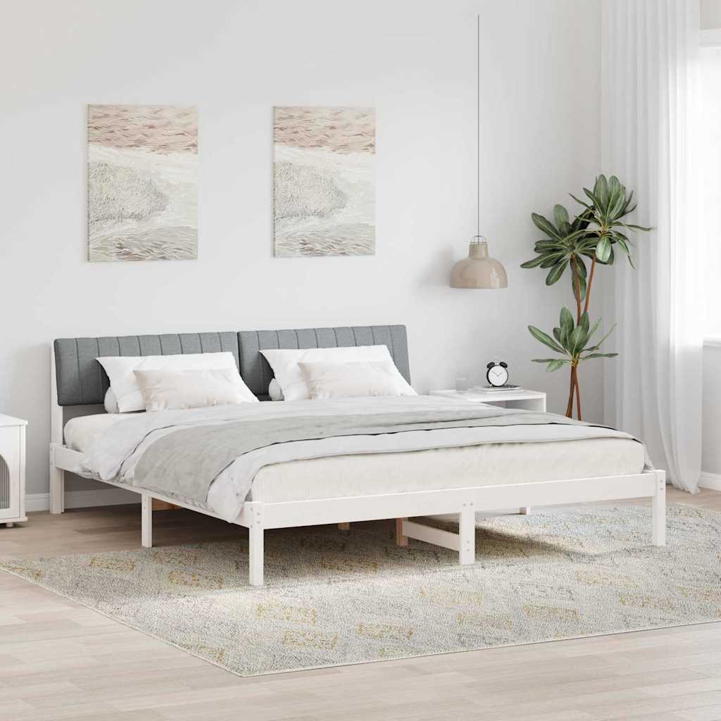 Bedframe Wit en lichtgrijs 180 x 200 cm Massief grenenhout – afbeelding 1